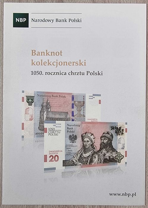 POLSKI Folder do Banknotu 1050 Rocznica Chrztu Polski Mieszko Dobrawa