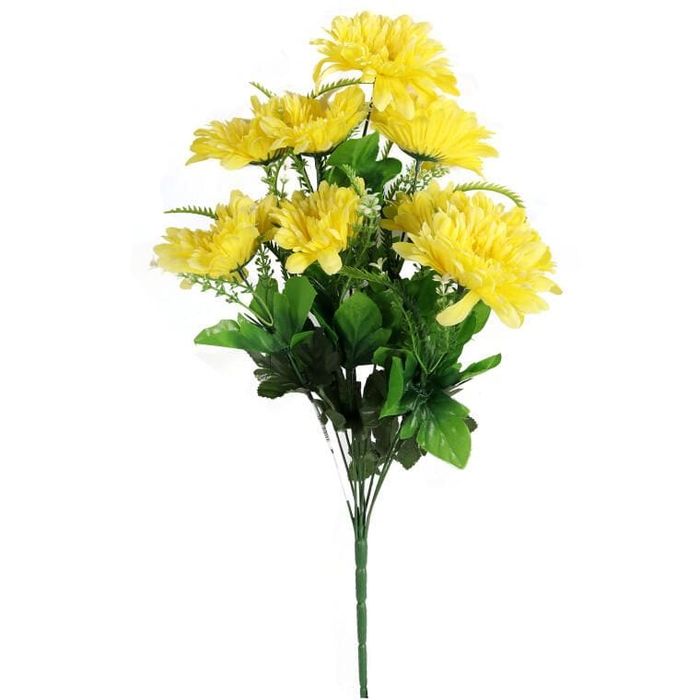 Sztuczne Gerbery w Bukiecie - 9 Sztuk, Kolor Żółty, Wysokość 54 cm