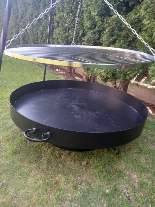 GRILL OGRODOWY o śr. 80 cm Trójnóg +Palenisko+Ruszt chromowany