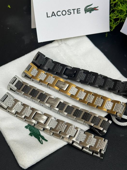 Мужской браслет Lacoste Чоловічий браслет Lacoste Чорний серебро золот