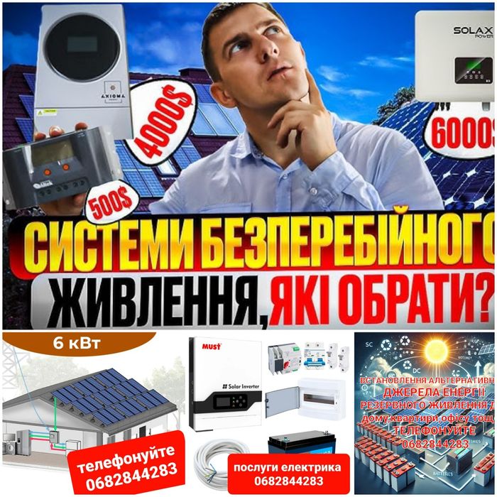 ЕЛЕКТРИК 24/7, всі види електромонтажних робіт, резервне живлення і...