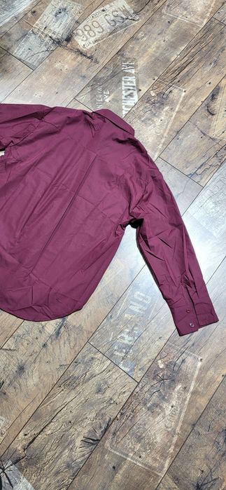 Cudowna włoska koszula bordowa bawełna oversize uni premium klasyk