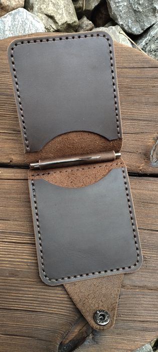 Затискач, гаманець з натуральної шкіри ВРХ