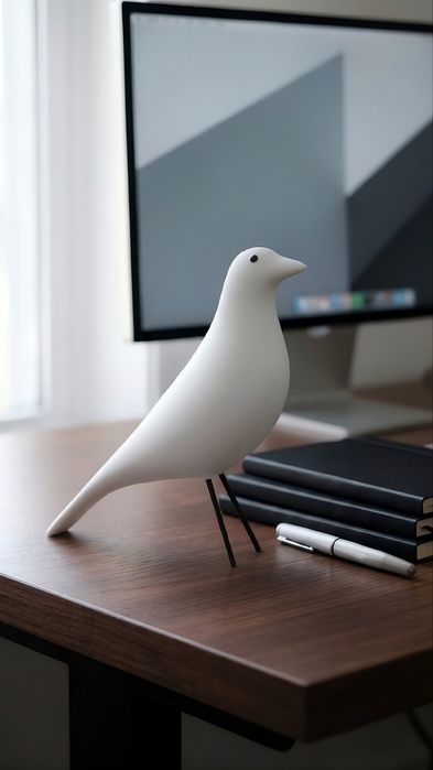 Eames house bird - Matte White - Minimalist Animal, 3D Printed Version Home Decor