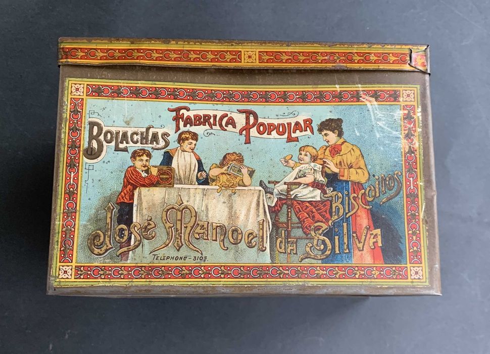 Caixa de bolachas, rara, portuguesa - finais séc. XIX