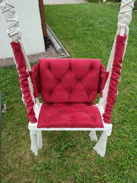 Tapicerowana huśtawka dla dzieci z oparciem QACTUS