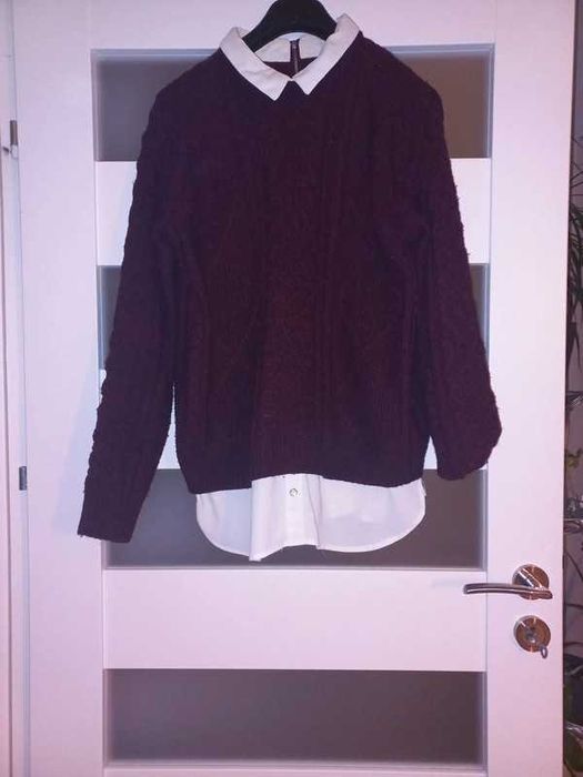 Sweter z koszulową wstawką