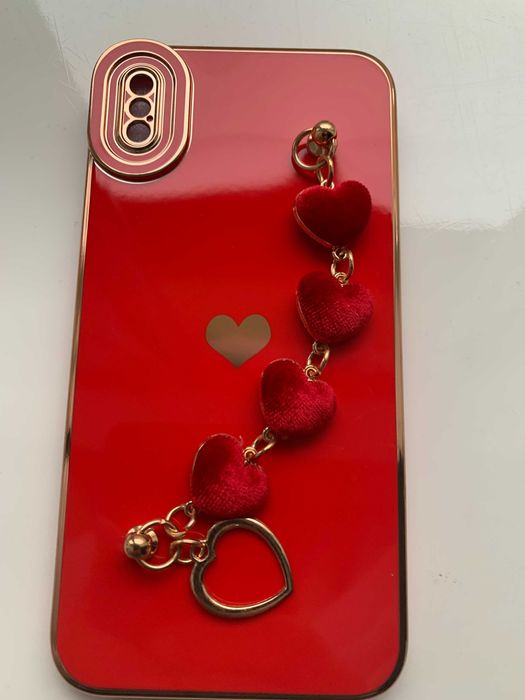 Чохол для iPhone XS Max замшевий браслет із сердечками