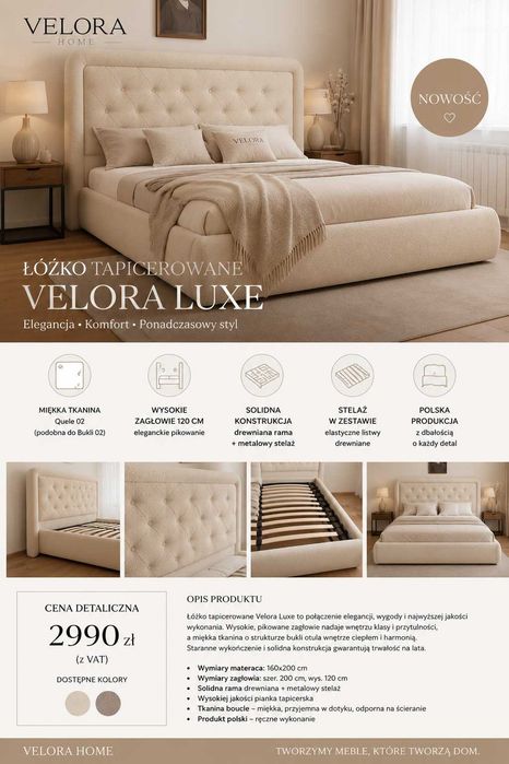 łóżko  160x200 Velora Lux