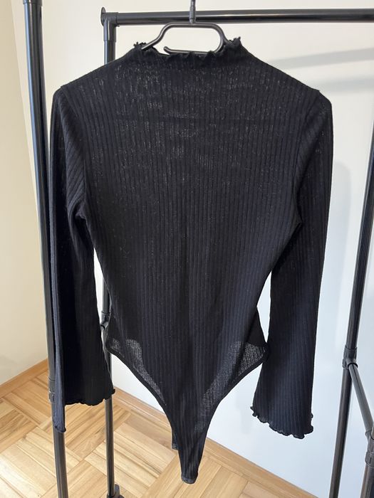 Czarne body na długi rękaw półgolf shein s elegancki