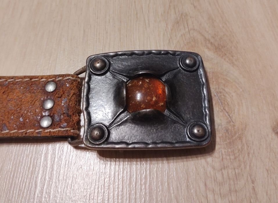 Włoska klamra do paska z oczkiem w kolorze bursztynu / boho / hippie