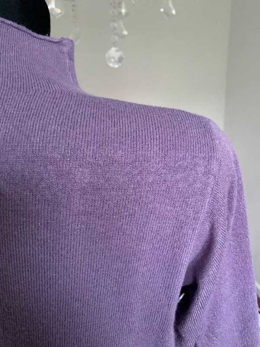 Marks & Spencer fioletowy sweter z półgolfem basic minimalizm S
