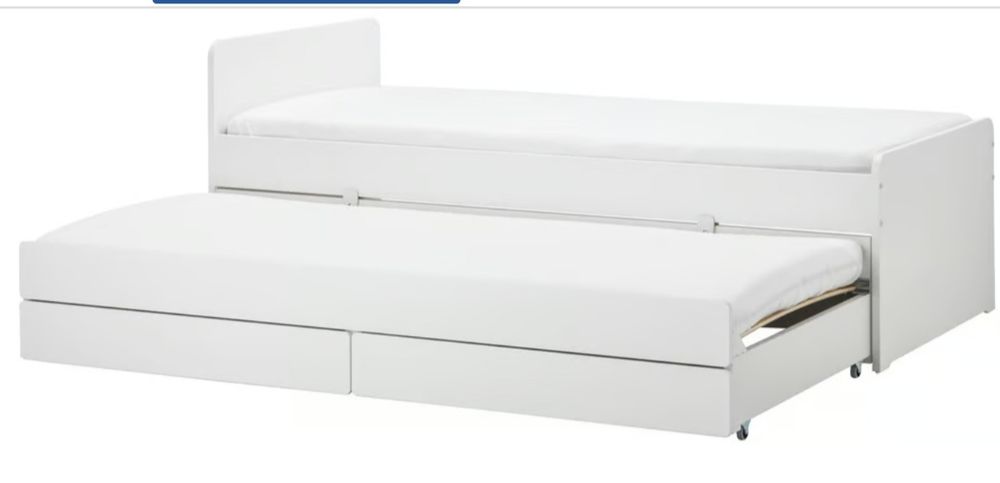 Łóżko Ikea SLÄKT podwójne rozsuwane szuflady