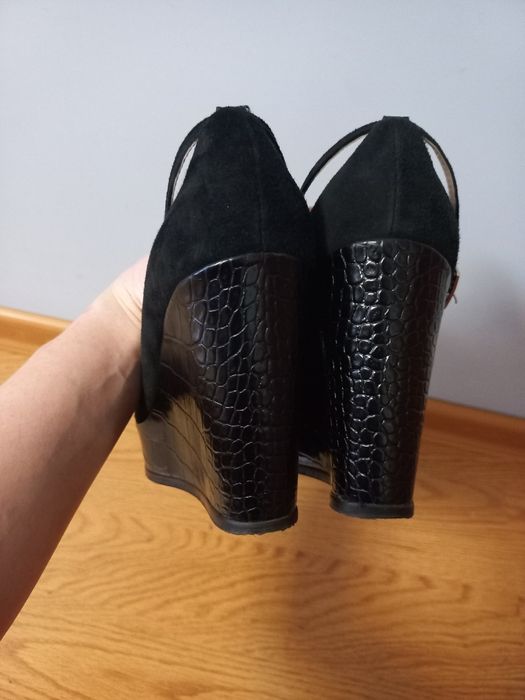 Туфлі на танкетці, туфлі замшові, шкіряні, PM Paola Martani