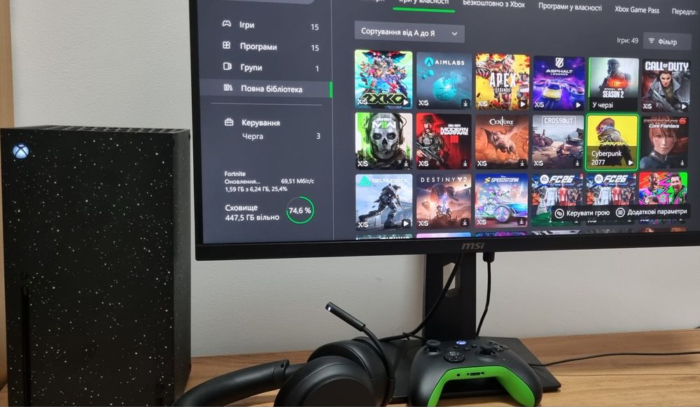 Ігровий комплект приставка Xbox Series X 2TB + монітор + навушники + і