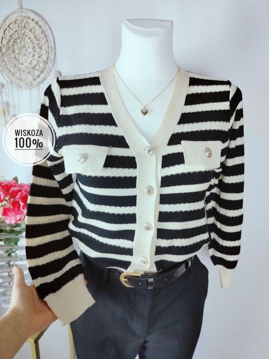 Nowy damski sweter kardigan zapinany w rozmiarze S 36