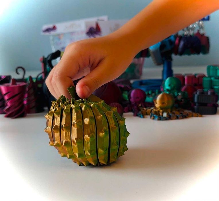 Bola Fidget Sensorial Espinhosa Impressão 3D | Brinquedo Anti-Stress