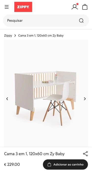 Berço/cama/ next to me (Zippy) 3 em 1, evolutivo, -NOVO