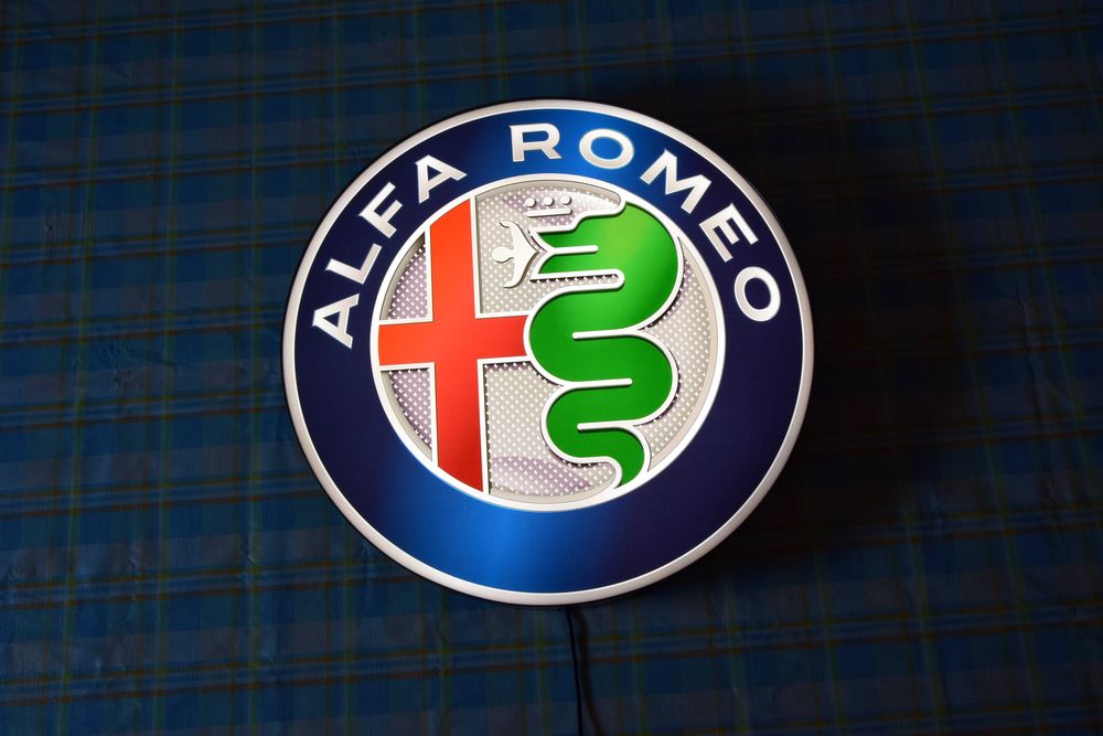 LED Neon ALFA ROMEO, Podświetlane Logo, Lampa, Szyld, Plafon, Prezent
