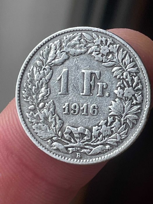 moeda em prata 1916  1 fr Suíça