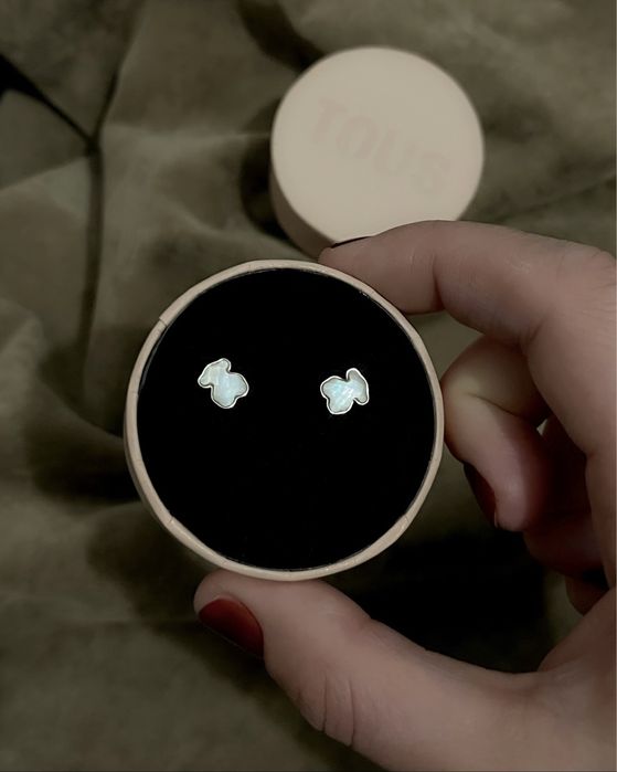 Серьги мишки с перламутром Tous оригинал