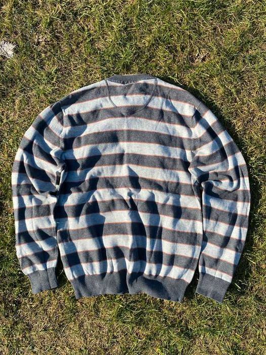 Sweter męski w pasy Camel Active S wool wełna szary style