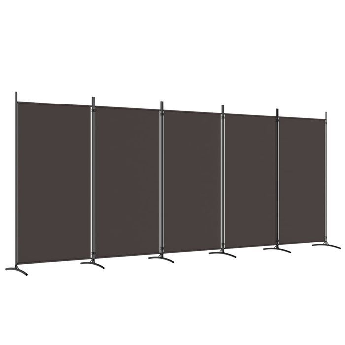 vidaXL Parawan 5-panelowy, brązowy, 433x180 cm, tkanina