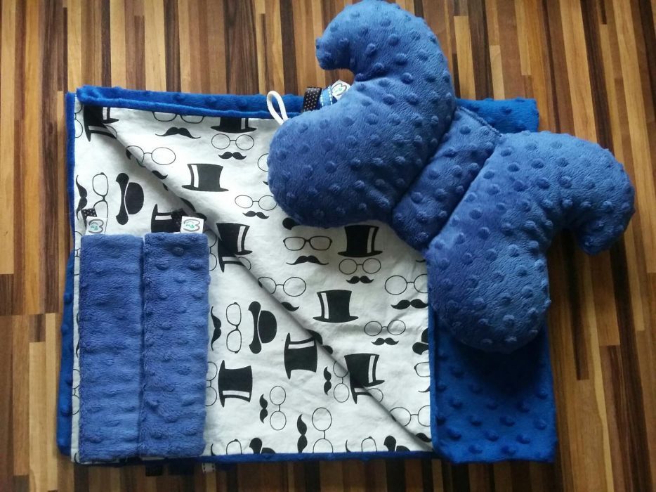 Zestaw Minky w wąsy i kapelusze