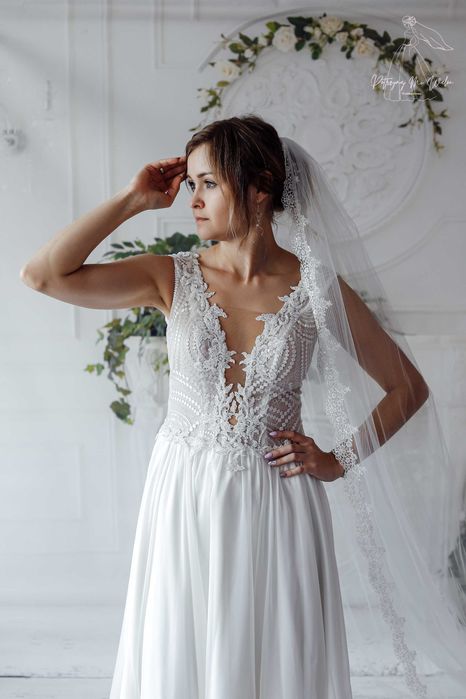 Nowa muślinowa suknia ślubna