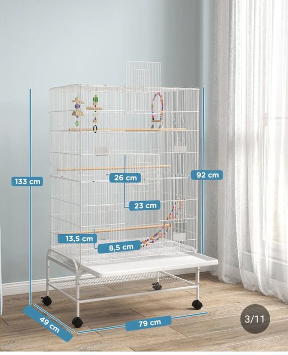 Gaiola Nova Grande para Pássaros com Rodas e Brinquedos para Pássaros