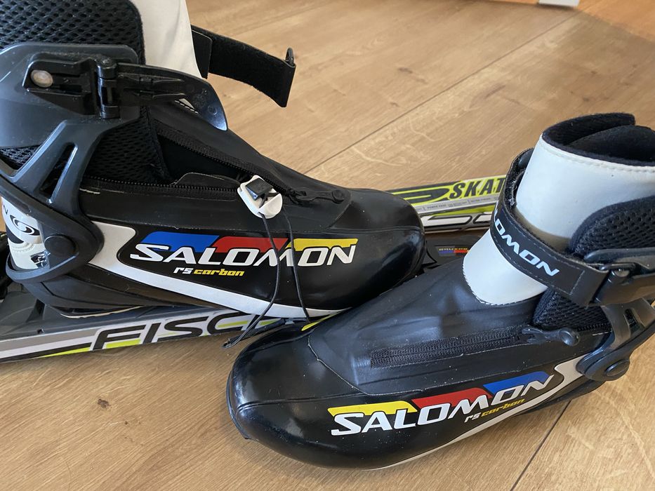 Narty biegowe skate Fisher + buty Salomon + kijki RC9-komplet