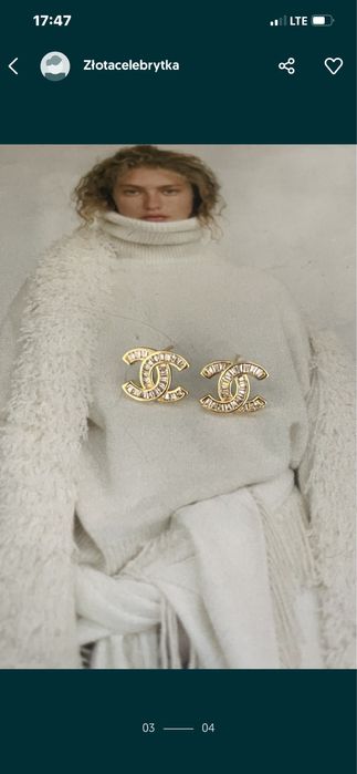 Kolczyki cc średnie kryształki  pozłacane