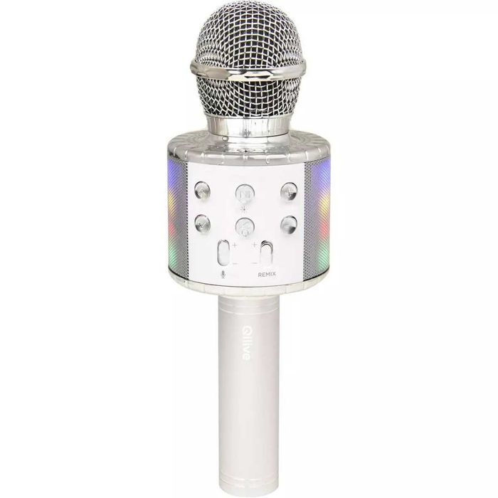 QILIVE Mikrofon LED Bluetooth do karaoke - srebrny