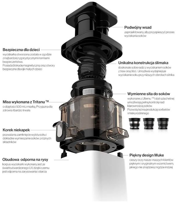 Wyciskarka wolnoobrotowa sokowirówka MUKE slow Juicer