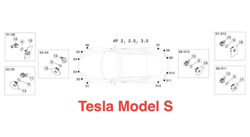 Датчик паркінгу Tesla Model S X парктронік 1099612-00-D 1127503-01-C