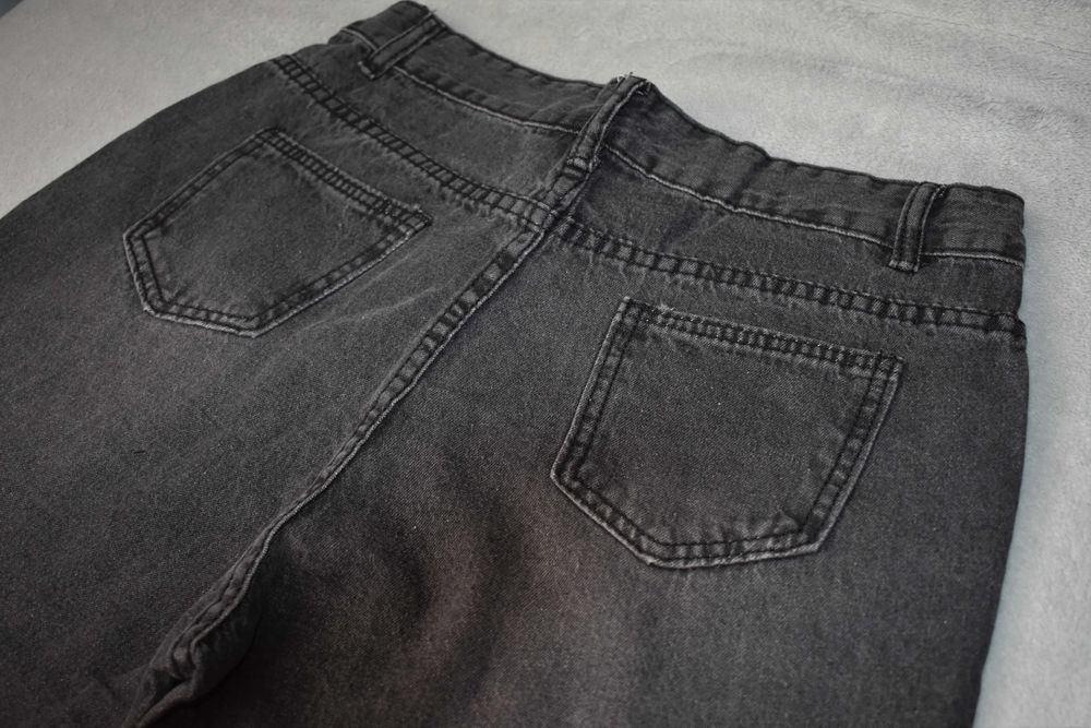 Jeansy Damskie Szare z przetarciami rozszerzane elastyczne r. M