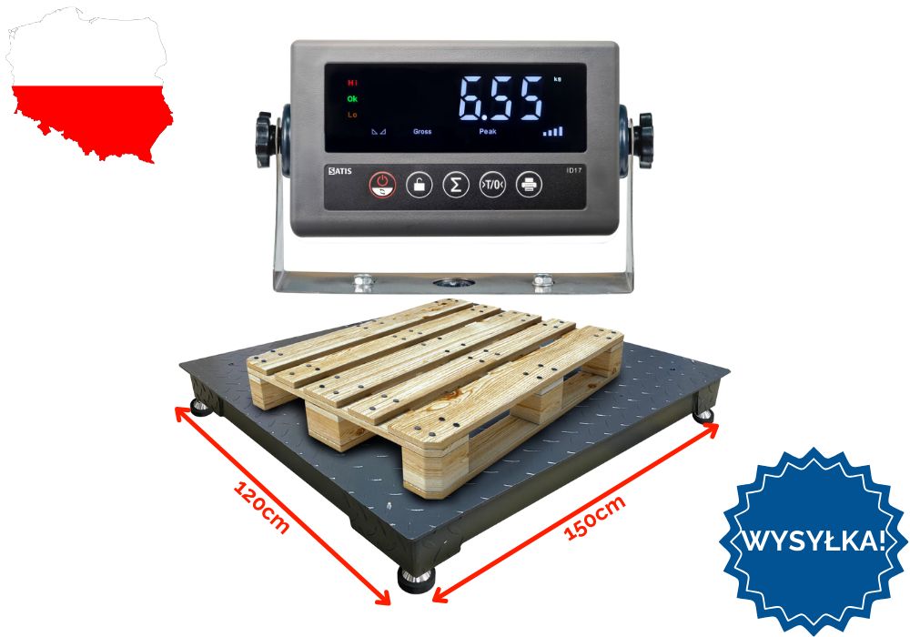 Waga platformowa do 5T 1,2x1,5m 120x150cm przemysłowa do gospodarstwa
