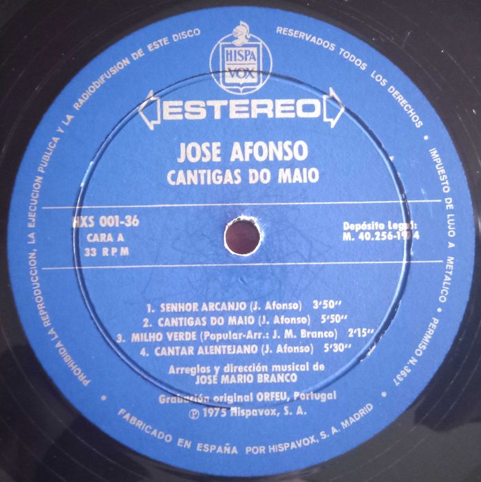 José Afonso	- - - - -		Cantigas do Maio	- - - - -	LP