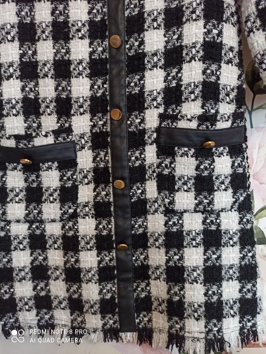 Sukienka Zara S tweedowa pepitka krata