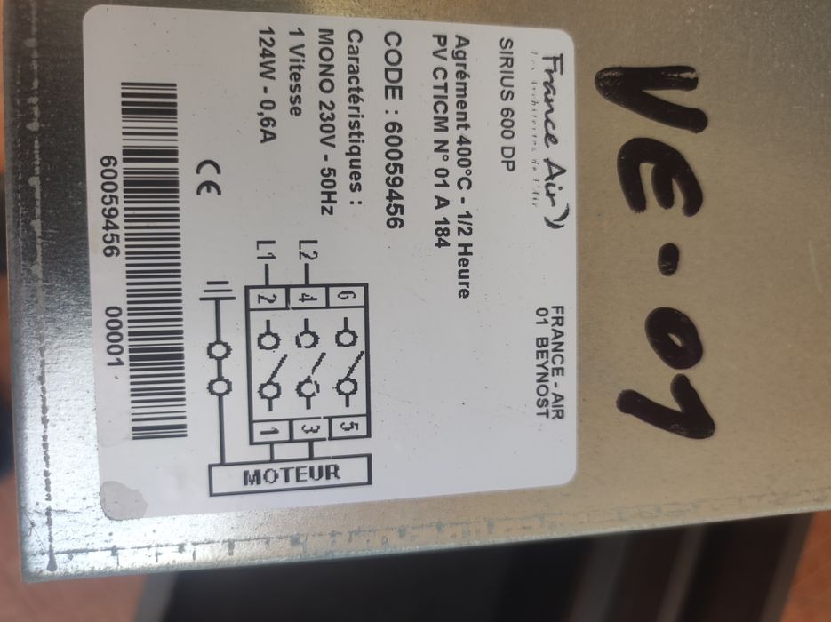 Extrator Ventilador para recuperação de calor