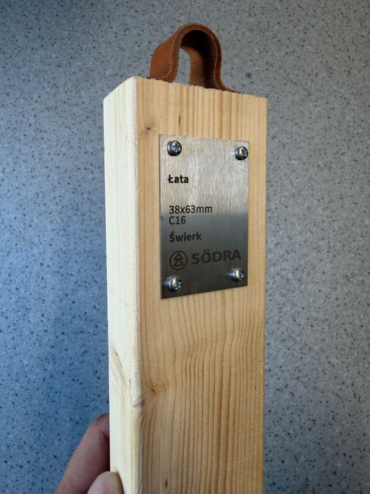 Łata strugana suszona 38 x 63 mm, różne długości trwałe drewno świerk skandynawski do dachów