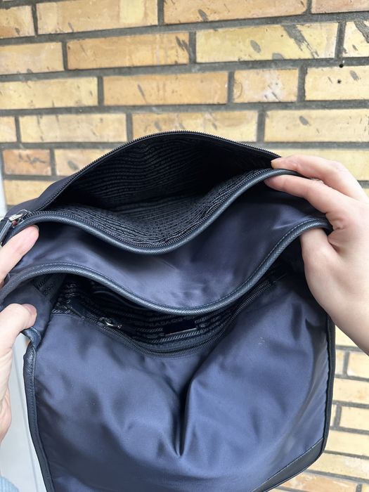 Prada Messenger Shoulder Bag Blue Nylon Tessuto Saffiano