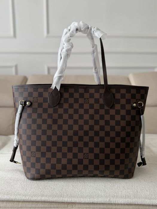Louis Vuitton Neverfull MM skóra naturalna + canvas