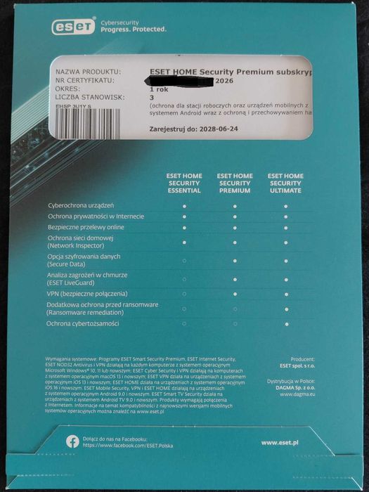 ESET Home Security Premium 2026 3 st. / 12 miesięcy