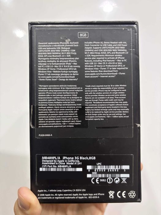 Apple iPhone 3G 8GB Black + pudełko | retro, stan bardzo dobry