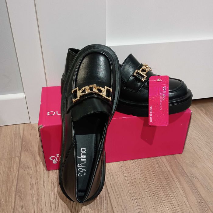 Półbuty mokasyny damskie Black czarne r 39