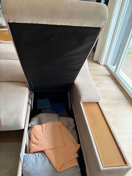 Sofá Chaise Longue com Assentos Deslizantes e Cabeceiras Reclináveis – Excelente Estado