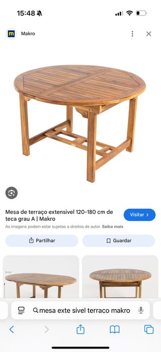 Mesa redonda extensível madeira 120cm-180cm