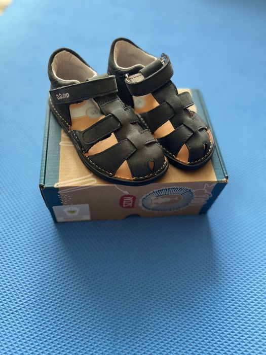 Шкіряні сандалії d.d.step barefoot (темно-сині), 25 розмір