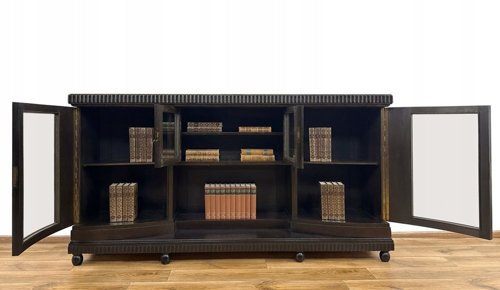 BIBLIOTEKA podręczna WITRYNA rzeźbiona antyk PODEST SZAFKA